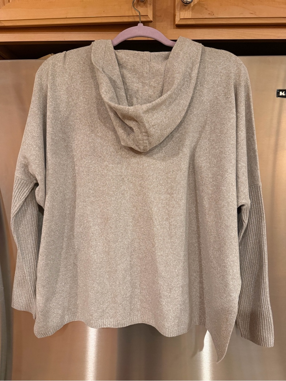 Halogen Taupe Zip-Front Hoodie Sweater - Picture 2 of 3
